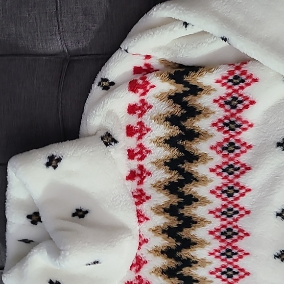 LOFT Fair Isle Mock Neck‎ Sherpa Top, Size Large - Picture 11 of 16